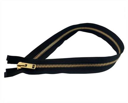 ZIP OPEN END #10 BRASS - BLACK TAPE 90 CM