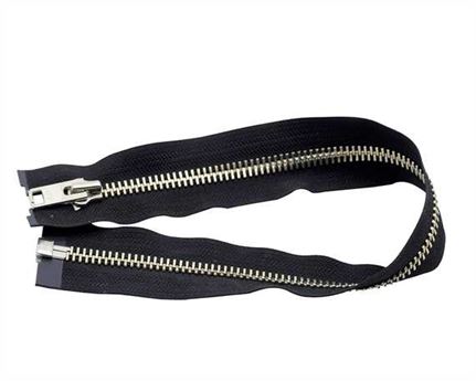 ZIP OPEN END #10 NICKEL - BLACK TAPE 45 CM