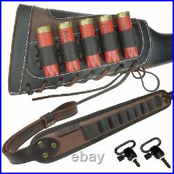 12GA 1 Set Leather Canvas Gun Ammo Buttstock + Matched Sling USA Stock