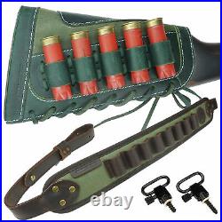12GA 1 Set Leather Canvas Gun Ammo Buttstock + Matched Sling USA Stock