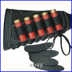 12GA Set Leather Canvas Rifle Ammo Buttstock and Rifle Shoulder Sling, Swivels