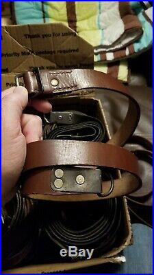 15 ROMANIAN WASR MILITARY SURPLUS LEATHER RIFLE SLING. Closeout Price