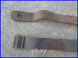 1935 French Made Leather Rifle Sling BERTHIER MAS Brass Buckle