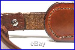 1 Leather Rifle Sling with 2 HAND TOOLED Shoulder Pad Light Brown Color Celtic