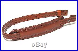 1 Leather Rifle Sling with 2 HAND TOOLED Shoulder Pad Light Brown Color Moon 2