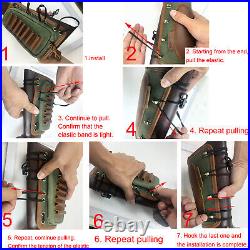 1 Set Green Leather Canvas Gun Buttstock with Sling For 30-06.308.44MAG 410GA