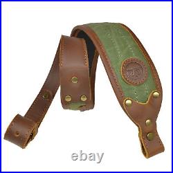 1 Set Leather Canvas Rifle Sling & Matched Green Gun Buttstock Shell Holder. 308