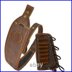 1 Set Leather Canvas Rifle Sling & Matching Gun Buttstock Shell Holder Stock
