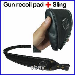 1 Set Leather Canvas Rifle Sling With Gun Recoil Pad Slip On Buttstock Cover