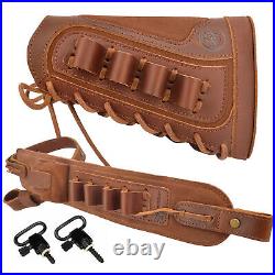 1 Set Leather Gun Buttstock with Hunting Sling Swivels For. 308.357.22LR 12GA