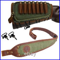 1 Set Leather Gun Buttstock with Rifle Sling for. 308.30-06.45-70.44MAG 410GA