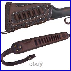 1 Set Leather Rifle Buttstock Holder+Matched Gun Sling +Swivels. 45/70.308.44