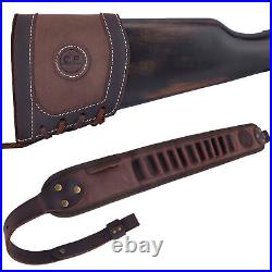 1 Set Leather Rifle Recoil Pad with Gun Sling For. 300WIN. 44.308.22LR 12GA