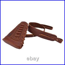 1 Set Righty Leather Rifle Buttstock. 308.30/06.270.260 with Gun Sling Strap