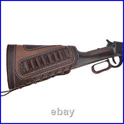 1 Set of Leather Gun Ammo Buttstock + Gun Sling for. 357.308.22LR 12GA. 38