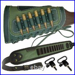 1 Sets Leather Gun Shell Holder Buttstock with Rifle Sling for. 30-30.308.30-06