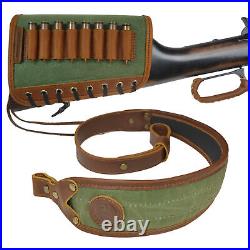 1 Suit Rifle Buttstock Shell Holder with Gun Sling for 308.45-70.30-06 Leather