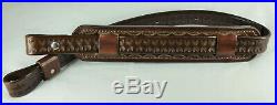 1 wide Handmade tooled genuine Leather Rifle Sling with 2 tooled Shoulder pad
