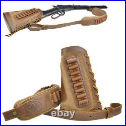 357 Leather Cartridge Sling & Rifle Gun Buttstock Shell Holder. 30-30.38 30-40