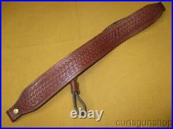 AA & E Brown Leather Rifle Sling 1 Inch Cobra Basket Weave Pattern No 2056