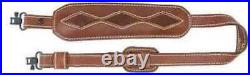 AA&E Leathercraft Brown Leather Trophy Cushion Pad Gunsling with Diamond-8 Patt