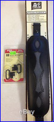 AA&E Padded Black & Gray Suede and Leather Rifle Sling + Swivels- WW Ship