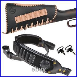 Ambidextrous Leather Rifle Buttstock With Gun Sling & Swivels For. 30-06.308
