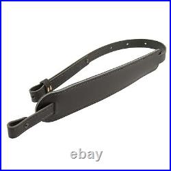 BF500 Buffalo Leather Padded Rifle Gun Sling Black/Black Stitched Amish Handmade