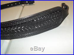Black Rifle Sling, Basket Weave Pattern, Made By Bluehorn Custom Leather