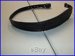 Black Rifle Sling, Basket Weave Pattern, Made By Bluehorn Custom Leather