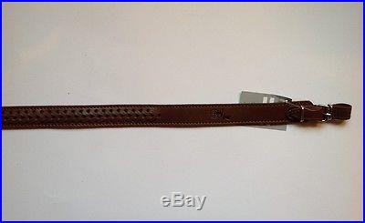 BROWN LEATHER RIFLE SLING / Basketweave Hand Toold