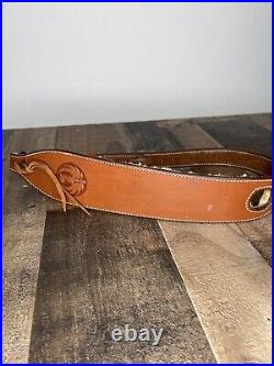 Bianchi Brown Leather Cobra Style Adjustable Rifle Sling With Buckles Fur