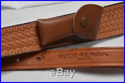 Bianchi Leather Rifle Sling #65 Cobra, Lined, Basket Weave, Swivels, Knife Sheath