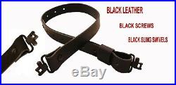 Black Buffalo Leather Rifle Sling with Black Hardware-The Black-on-Black