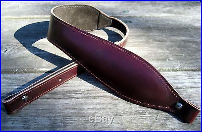 Black Cherry Leather Rifle Sling Padded Handmade in USA