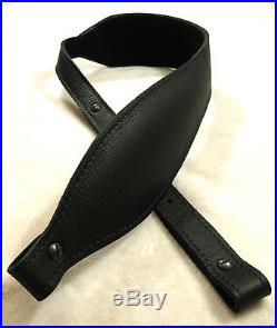 Black Leather Rifle Sling Padded Handmade in USA