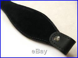 Black Leather Rifle Sling Padded Handmade in USA