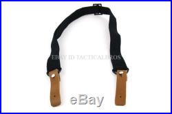 Black SKS & 7.62x39mm Rifle Canvas Sling with Brown Leather Tabs/Strips Heavy Duty