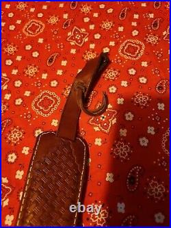 Braided Tooled Leather Sheep Backed Buckle Rifle Sling With Swivels
