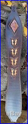 Brown 3-D Diamond Snakeskin Hand Tooled Winged Pattern
