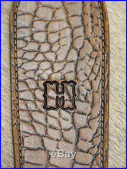 Brown Leather Rifle Sling H Monogram, Handcrafted in the USA, Economy AA