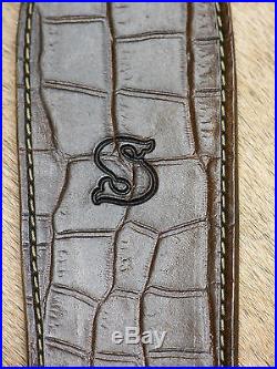 Brown Leather Rifle Sling S Monogram, Handcrafted in the USA, Economy AA