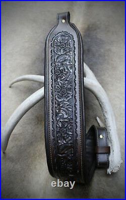 Brown Leather Rifle Sling, Yuma Made by Seelye Leather Works in USA