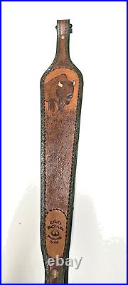 Buffalo Custom made hand carved leather padded rifle sling