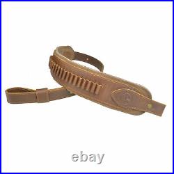 Buffalo Leather Rifle Shell Holder Gun Sling Crazy Horse/Brown Handmade 1 Wide