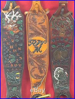 Custom Hand Made Leather Rifle Sling, Hunting, Padded, Thumb Hole, Tooled