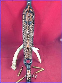 Custom Hand Made Leather Rifle Sling, Hunting, Padded, Thumb Hole, Tooled