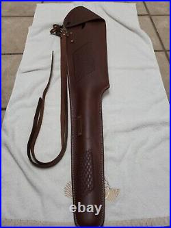 Cabela's 15033 Hard Leather Scoped Rifle Gun Saddle Scabbard Sling 39.5 OAL