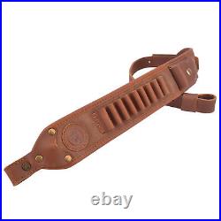 Classic Leather Rifle Sling Gun Carry Straps Cartridge Shell Holder With Swivels