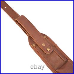 Classic Leather Rifle Sling Gun Carry Straps Cartridge Shell Holder With Swivels